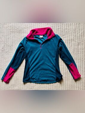 Columbia Teal & Pink Half-Zip Fleece Pullover Women’s Size L